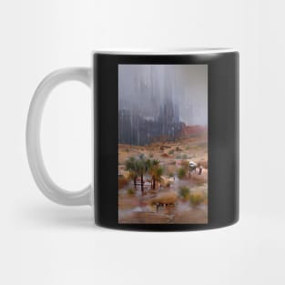 Heavy Rain In Desert Fantasy Art Style Mug